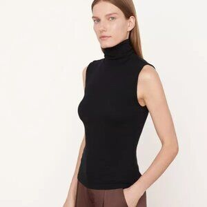Vince Sleeveless Turtleneck Top in Black Size Medium NWT